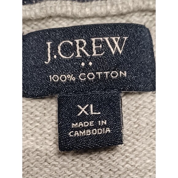 J Crew Men's Gray 100% Cotton Quarter Zip Mock Neck Sweater XL - Picture 7 of 7
